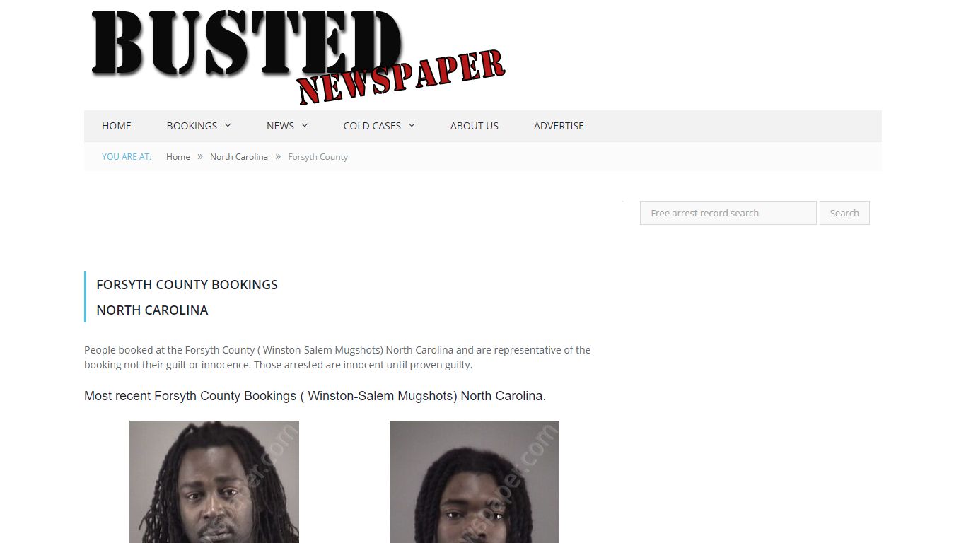 Forsyth County, NC ( Winston-Salem NC ) Mugshots - BUSTED NEWSPAPER